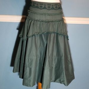 Anthropologie Odille Green Tiered Skirt 10